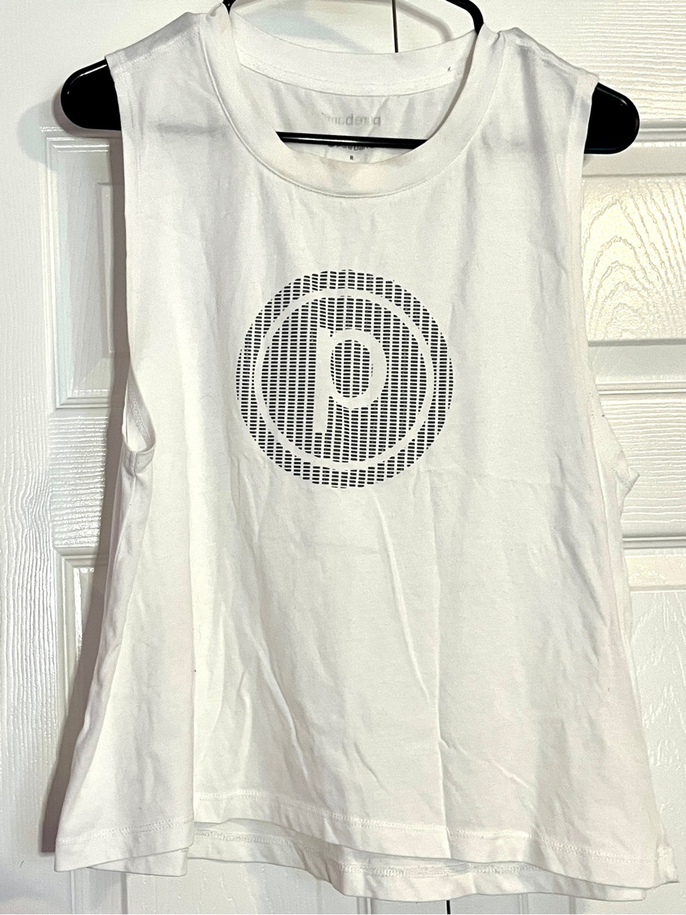 Pure Barre White Sleeveless Tank with Sticky Sock Circular